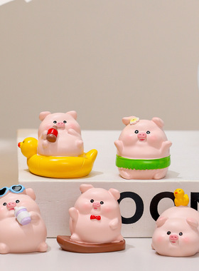 创意可爱小猪猪家居摆件萌趣卡通公仔打工人桌面装饰品送同事