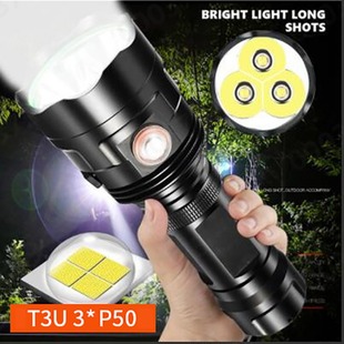 P50 跨境新款 P90灯珠LED强光铝合金手电筒USB充电大功率T3U