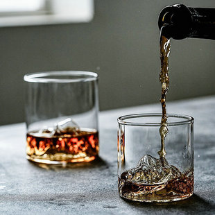 关山红酒杯威士忌玻璃杯高颜值批发家用酒吧 观山杯高硼硅日式
