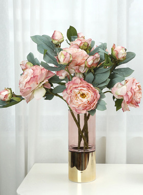 兰桂坊高端28层烤边牡丹花 家居客厅装饰假花摆件 婚庆仿真花