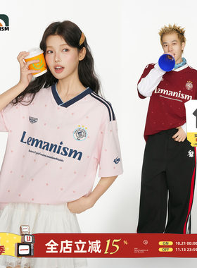 lemanism美式潮流满印星星短袖T恤男款2026夏季新款V领球衣球服女