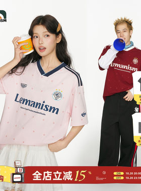 lemanism美式潮流满印星星短袖T恤男款2026夏季新款V领球衣球服女