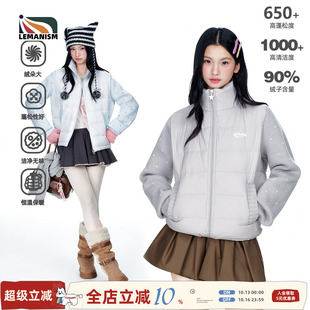 lemanism美式潮流拼接针织袖羽绒服女生2026冬季新款上衣保暖外套