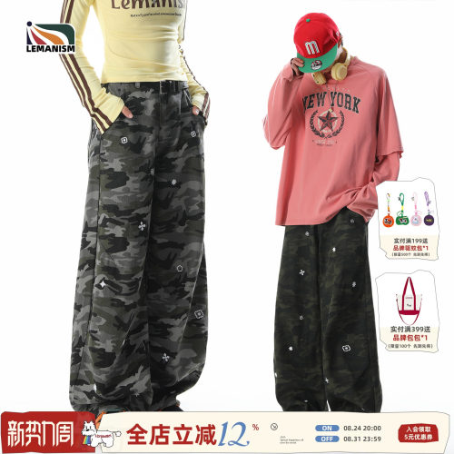lemanism美式潮流复古迷彩宽松休闲裤男2026新款工装裤情侣款长裤