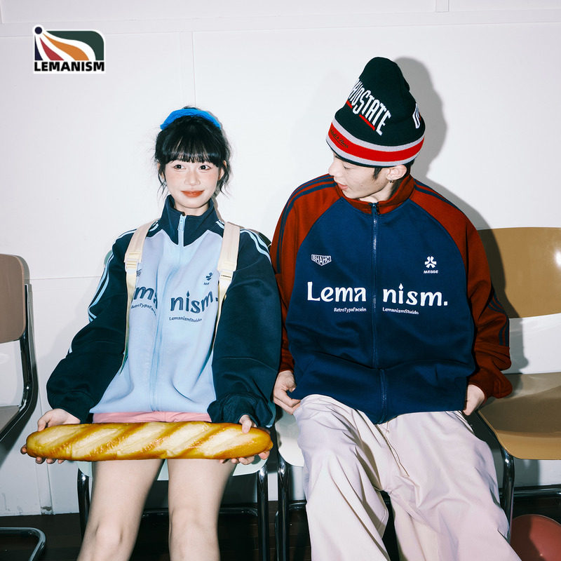 lemanism美式潮流撞色三条杠刺绣字母夹克男款2025秋季休闲外套女,男装,夹克,淘宝优惠券,粉丝福利购,淘宝优惠卷