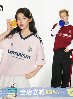 lemanism美式潮流满印星星短袖T恤男款2026夏季新款V领球衣球服女