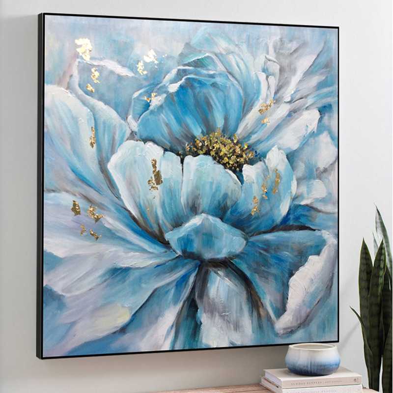 纯手绘油画花卉装饰画牡丹卧室轻奢风格挂画玄关创意手工 外贸图片