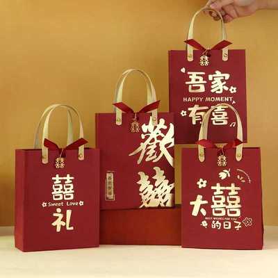 批F^请帖喜糖盒子三件套结婚请柬喜帖婚礼大气可定邀请函手提袋生