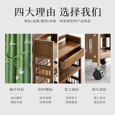 书架置物架落地带轮实木家用桌面收纳可移动阅读简易书柜放书坤坤