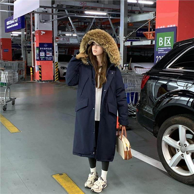 2025冬季新款韩系长款过膝棉服女工装派克服棉衣大毛领棉袄厚外套,女装/女士精品,派克服,淘宝优惠券,粉丝福利购,淘宝优惠卷