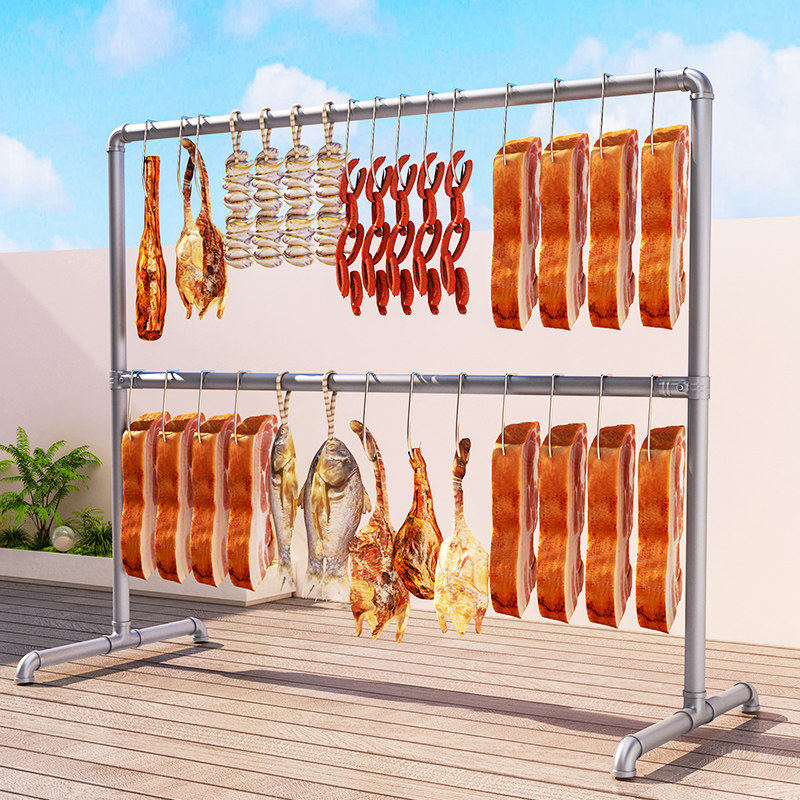 香肠灌肠咸肉腊肉咸货肉干腊肠风干肉章鱼食品阳台户外专用晾晒架