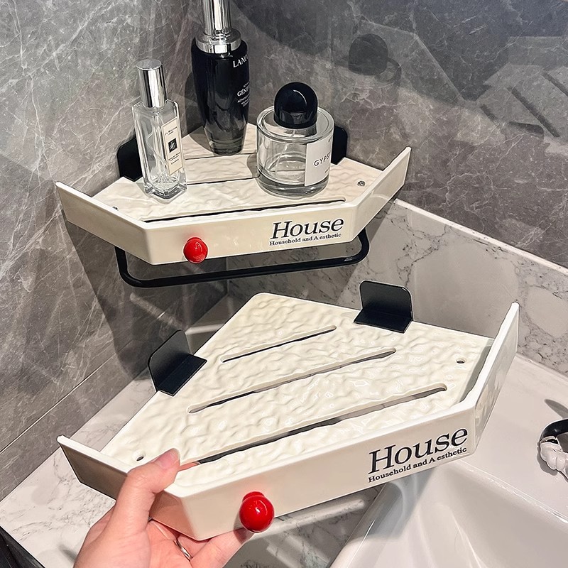 卫生间免打孔墙角三角收纳架子