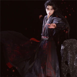 汉服男女霸气侠客飒刺绣黑红长裙褙子日常古风套装