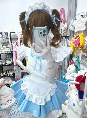 日本天使女仆装洛丽塔蓝色洋装可爱猫咪二次元动漫cos服