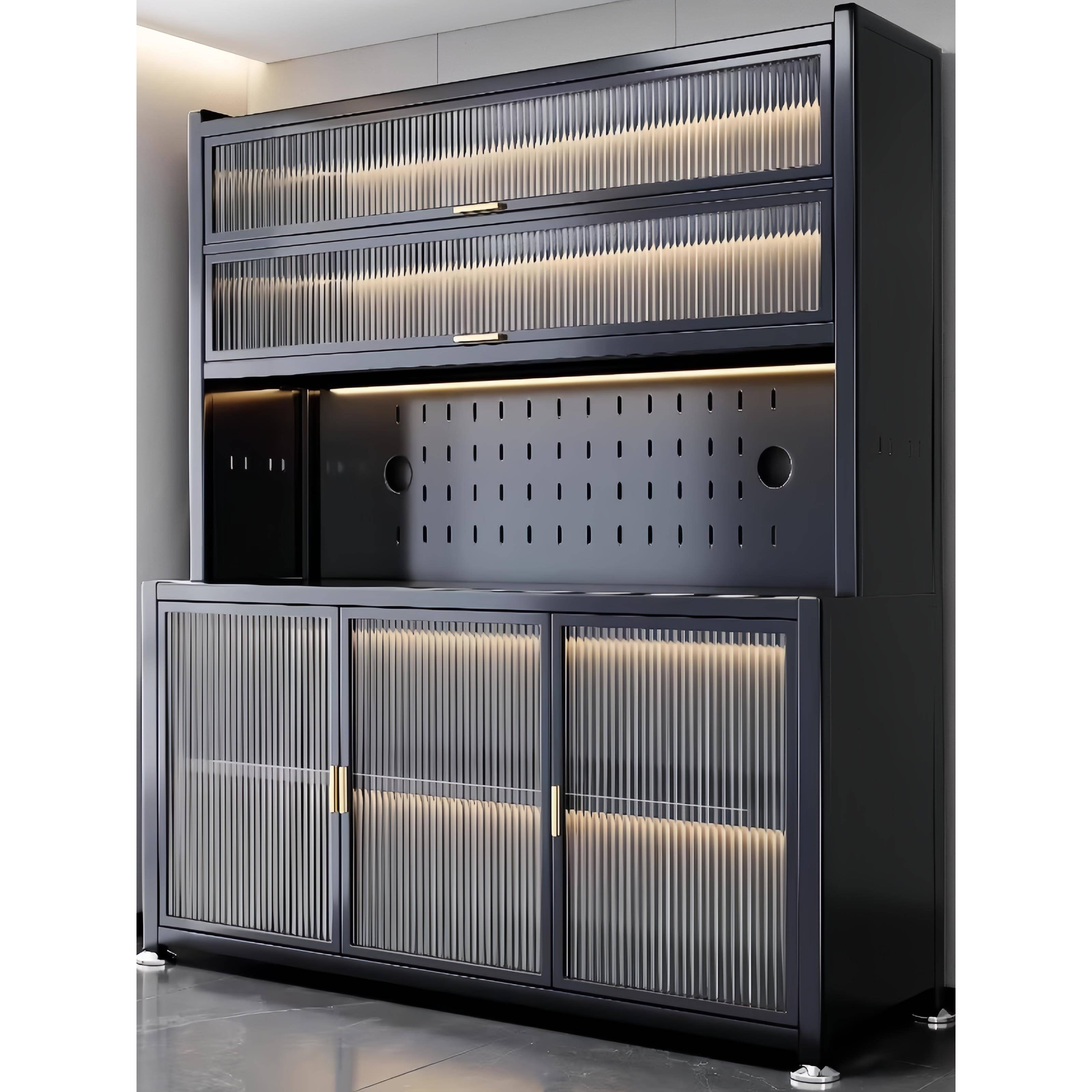 厨房多功能储物柜多功能收纳柜带门钢制橱柜大容量多层置物柜