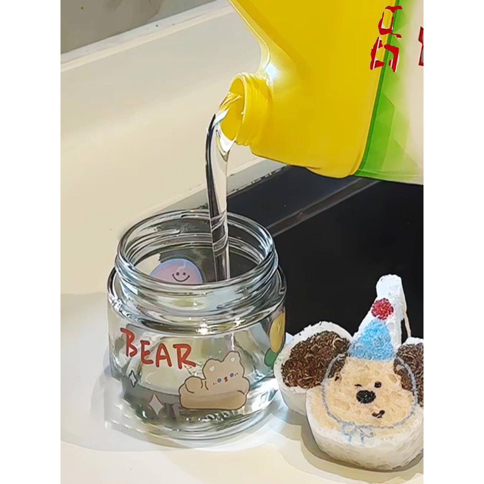 厨房洗洁精水槽按压器木浆棉洗碗海绵小瓶洗涤剂皂液分装瓶收纳盒
