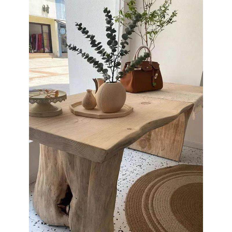 北欧原木桌子服装店饰品鞋包摆放中岛流水台展示长桌实木办公大板