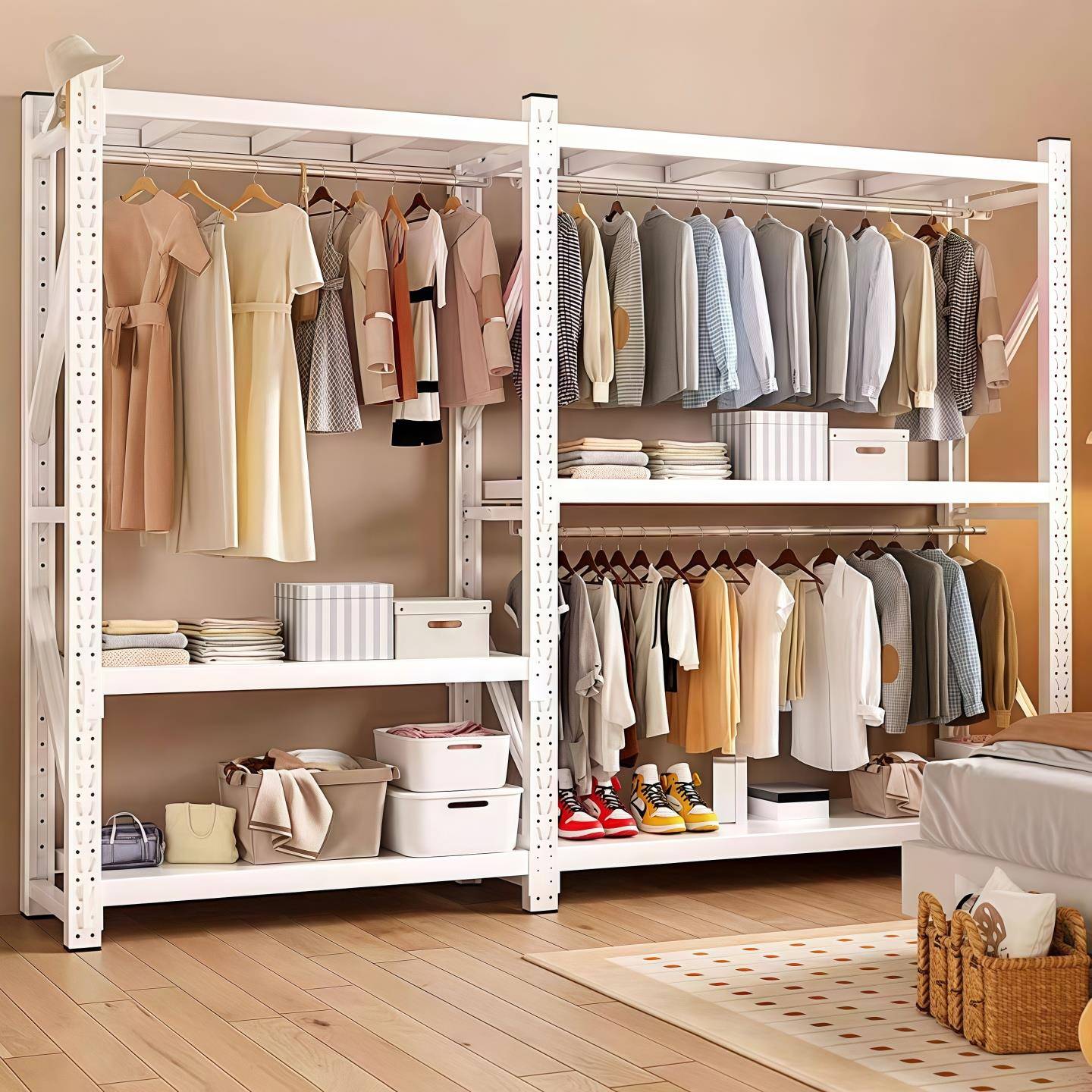 货架衣柜简易家用金属衣杆服装展示架干洗店开放式挂衣架衣服架子