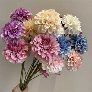 简配版不带叶3头暗香花 仿真花大丽菊婚庆插花装饰福桶年宵花家居