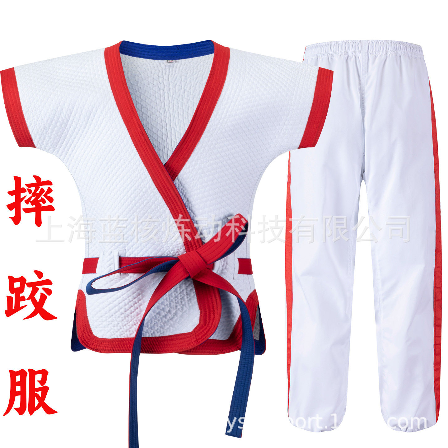 成人儿童摔跤衣服蒙古男女中国古典式摔跤服跤衣红蓝白色加厚纯棉