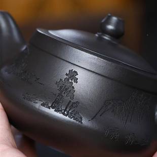 大曲壶宜紫兴家用柱础壶原矿黄泥石泡茶具紫砂壶茶壶全纯手工砂壶