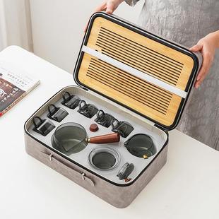 轻奢高档颜值茶盘耐高温小茶杯功夫泡茶壶 高硼硅玻璃旅行茶具套装