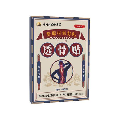 李时珍洪艾堂三七透骨贴12贴