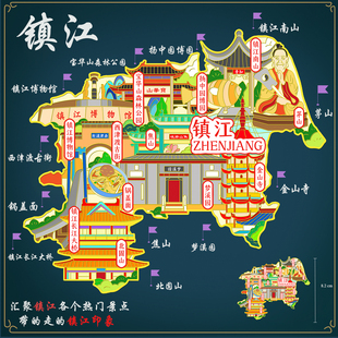 (有版权)江苏镇江城市金属冰箱贴北固山西津渡古街文创旅游纪念