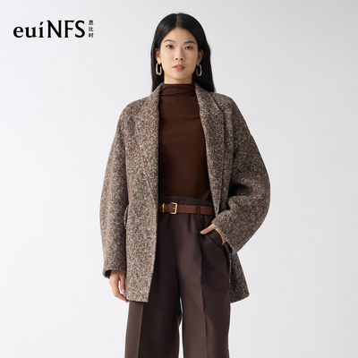 恩比时简约修身毛针织衫2025冬季新款纯色高领休闲百搭打底上衣