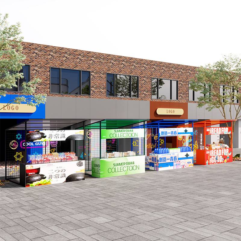 商业街摆摊展示架夜市地摊美食小吃架集市售货摊位架促销售货棚架
