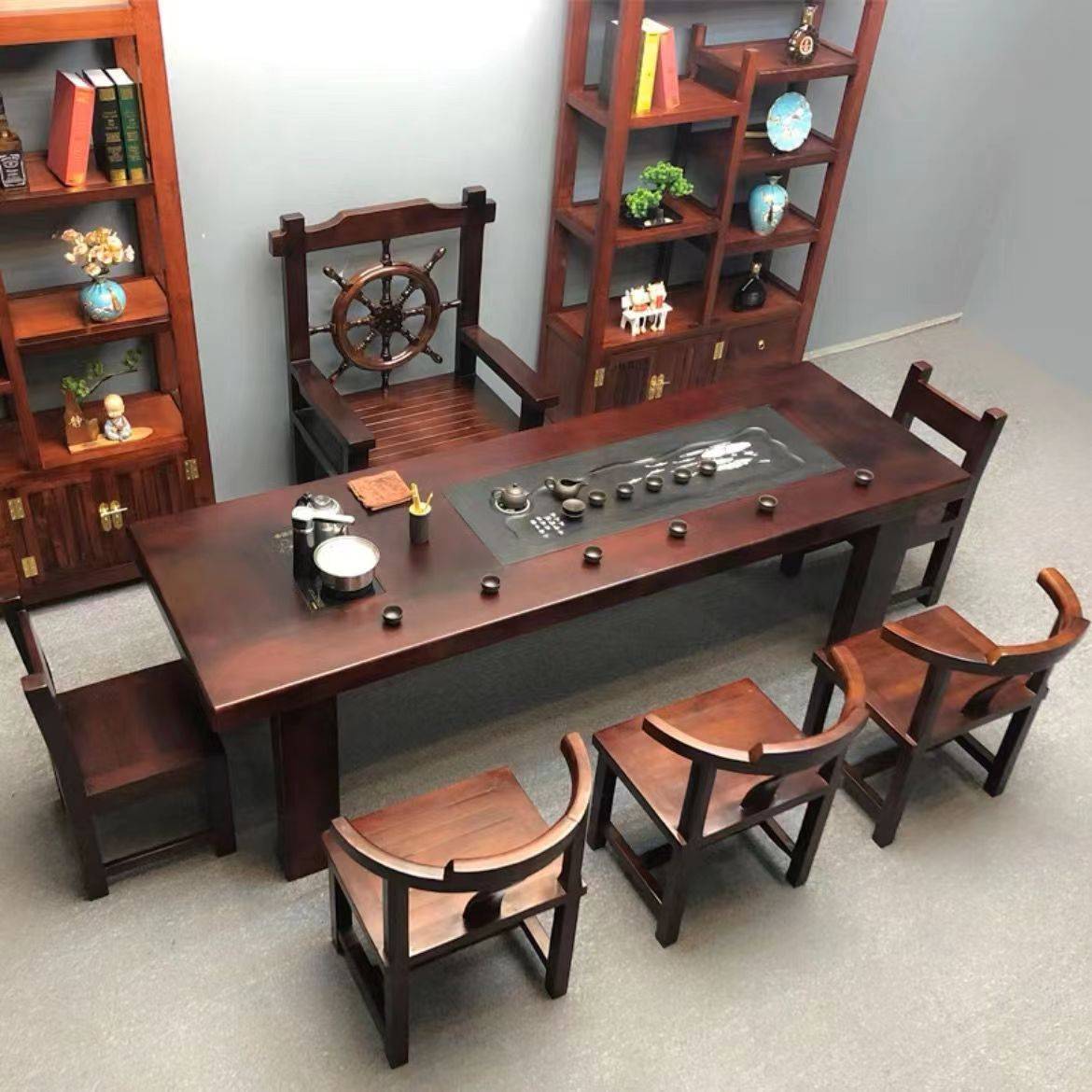 老船木茶桌椅阳台全实木小型茶台功夫泡茶桌一体整套家用中式茶台