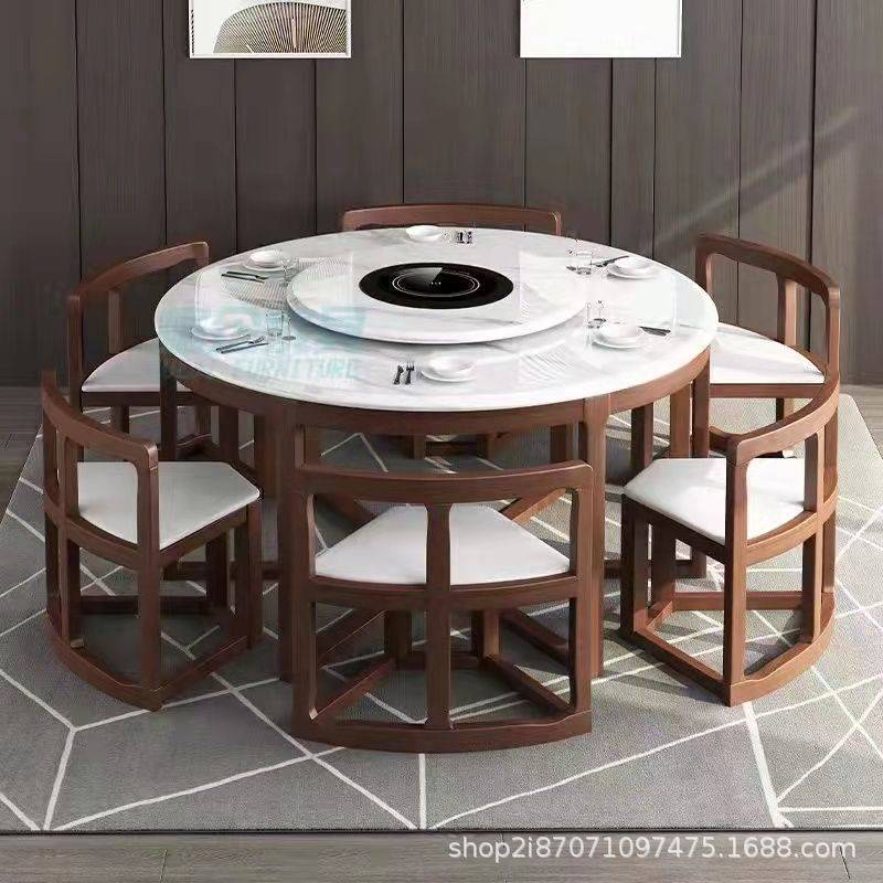 餐桌椅组合家用圆桌方桌现代简约小户型全实木大理石餐桌网红饭桌