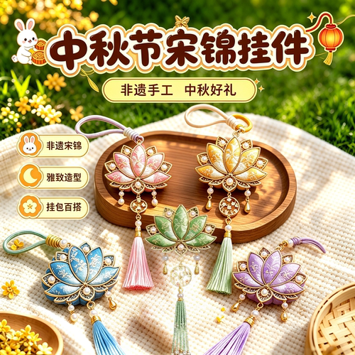 中秋节手工DIY全套材料包挂件国风车载包包钥匙扣公司团建礼品