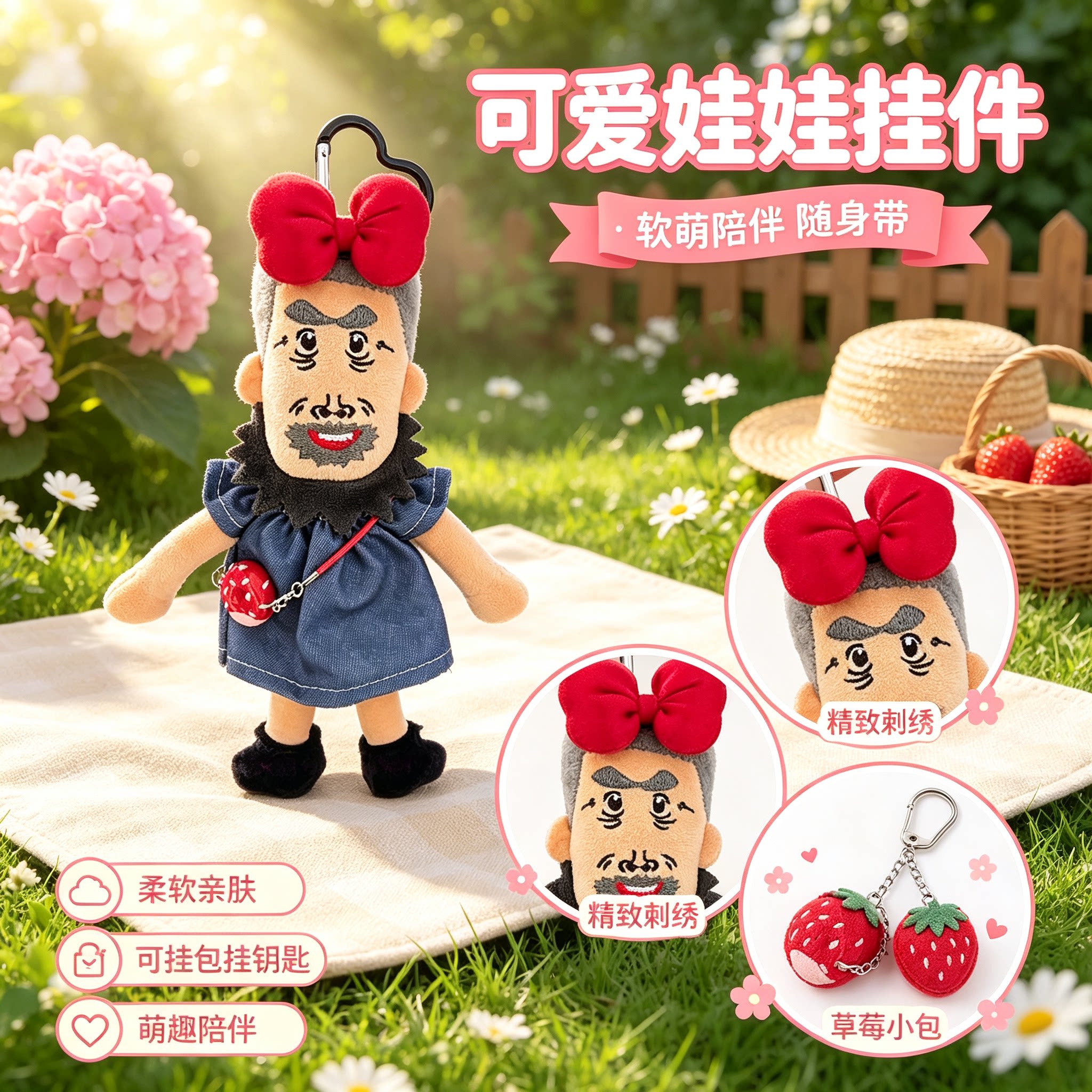 牛爷爷恶搞毛绒钥匙扣图片