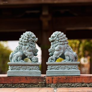 锦山堂国潮文创可爱小石狮子一对门口桌面摆件工位办公桌茶桌装饰