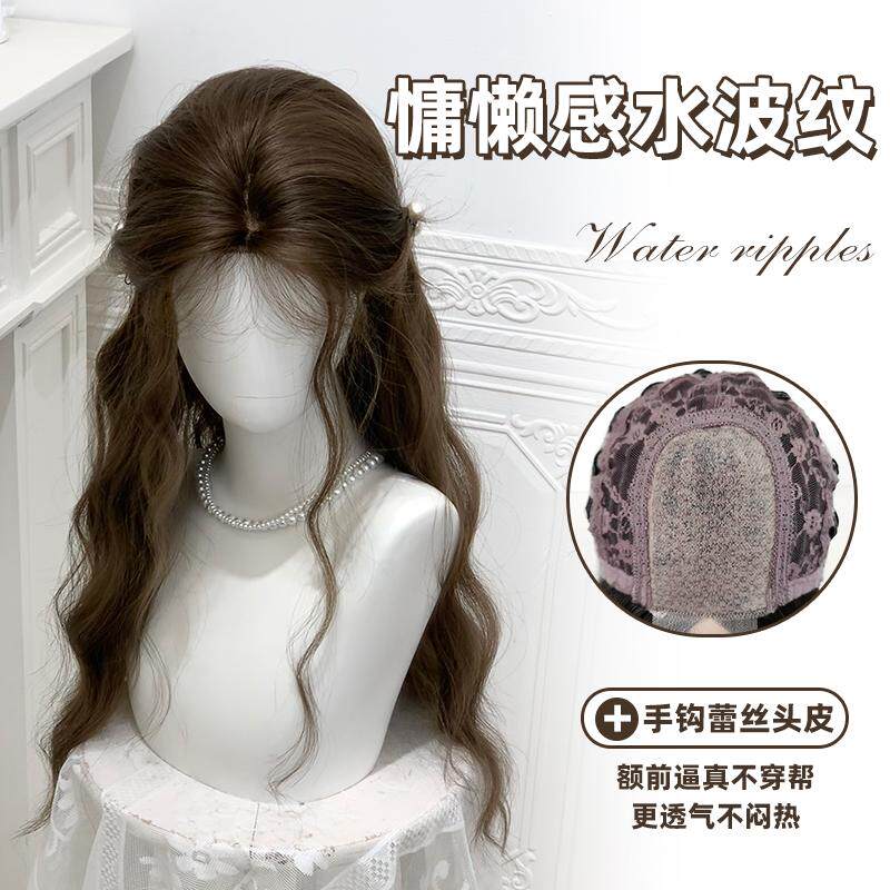 甜欣【宫廷少女】假发女秋季新款韩系手钩一字蕾丝羊毛卷整顶假发