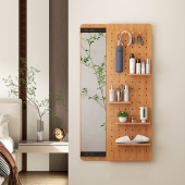 隐形穿衣镜家用暗藏推拉镜子壁挂贴墙可关闭洞洞板实木全身试衣镜