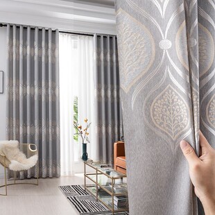 处理窗帘布料2021年新款 客厅成品 卧室遮光加厚清货挂钩式