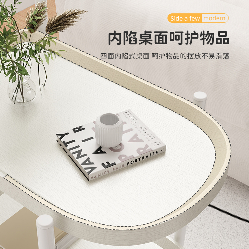 奶油风可移动沙发边几小推车简易茶几客厅家用方形茶几置物架小桌