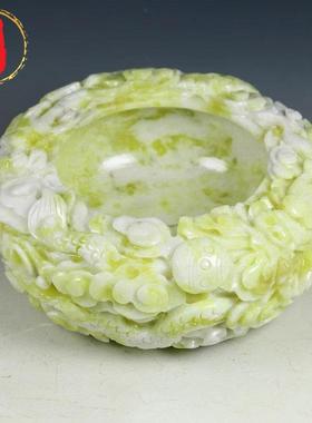 威弗列德蓝田玉摆件祥龙玉缸鱼缸聚宝盆玉雕招财进宝玉器摆件