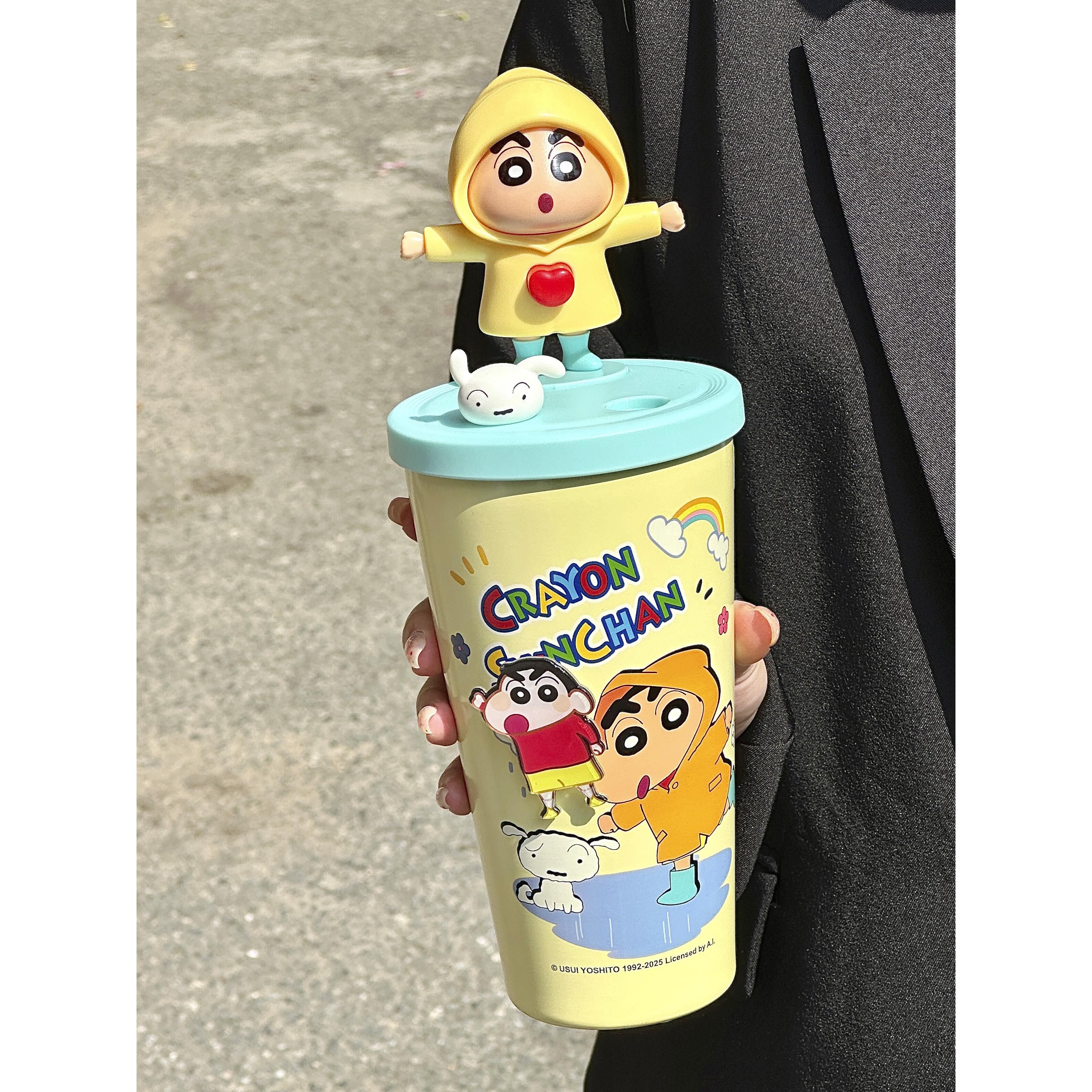 蜡笔小新儿童保温杯男女生大容量2025新款卡通变脸吸管水杯子咖啡