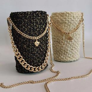 D.HOUSE 通用手工编织斜跨咖啡保冷水壶保温冰镇水杯套 罗马假日