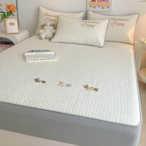 2025新款居家风凉感丝绣花乳胶凉席三件套夏季可机洗空调软席子