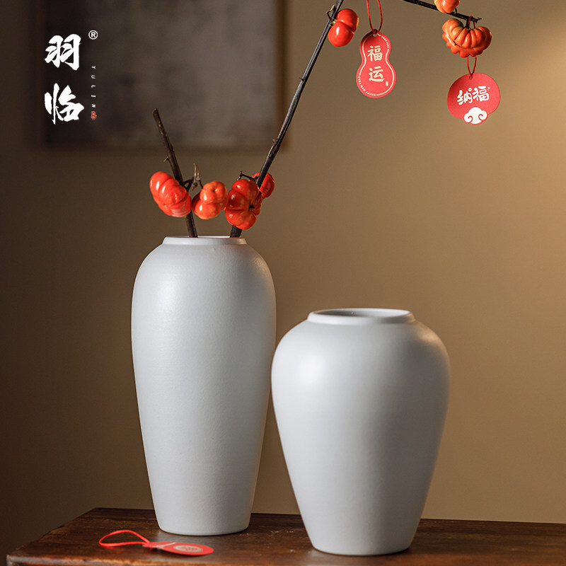 新中式陶瓷花瓶客厅哑光白花瓶图片
