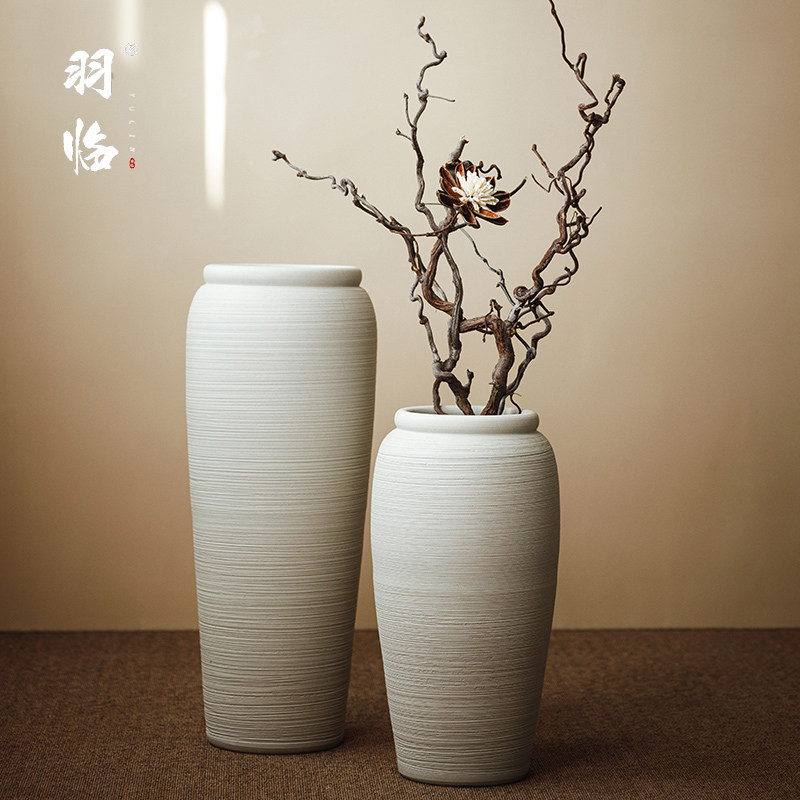 景德镇白色陶罐落地大花瓶陶瓷大肚干插花器高级感装饰大口瓷器瓶