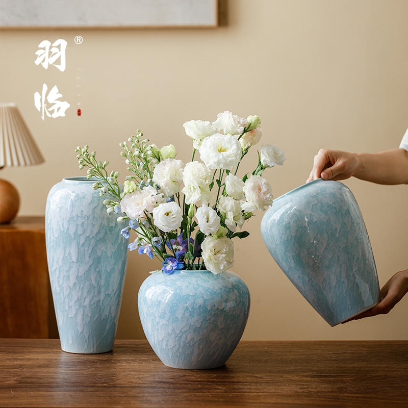 景德镇新中式陶瓷花瓶插花轻奢高级感客厅玄关水培养鲜花装饰摆饰