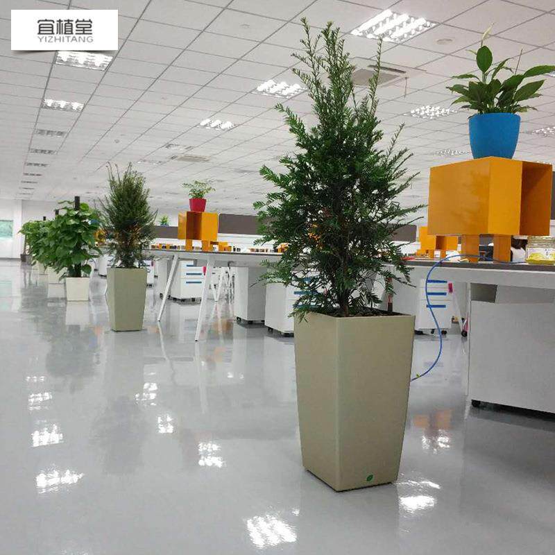 宜植堂北欧风简约正方高柱懒人自吸水花盆客厅卧室阳台落地花盆