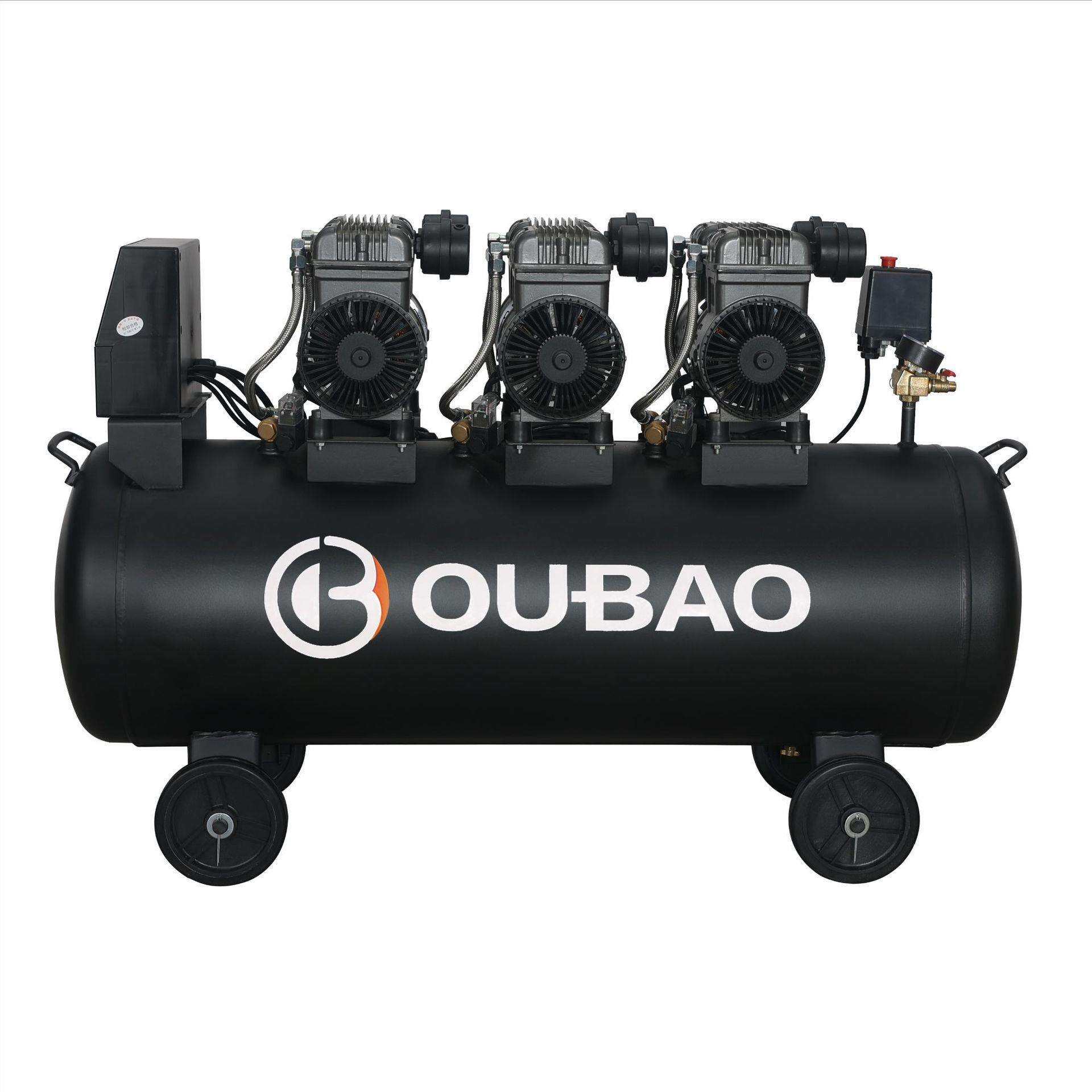 欧堡静音式空压机100L二极无油机空气压缩机4500W