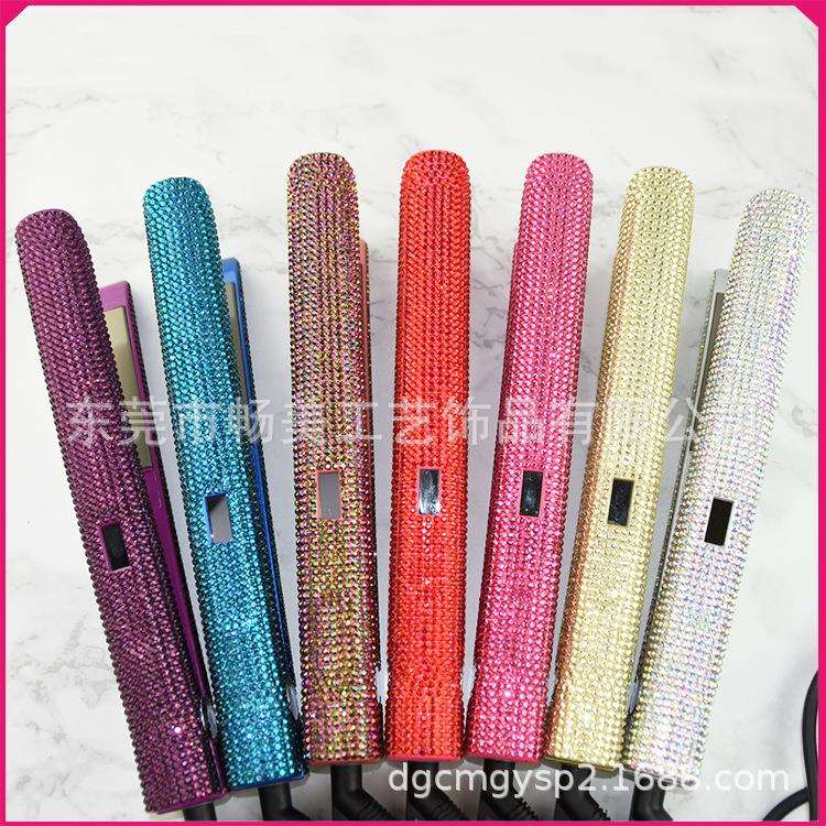 跨境迷你镶钻直发器夹板 卷直两用水钻拉直板刘海陶瓷电夹板贴钻