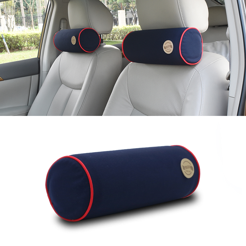 汽车头枕护颈枕圆柱形靠枕车用座椅车载颈枕记忆棉一对车内枕头